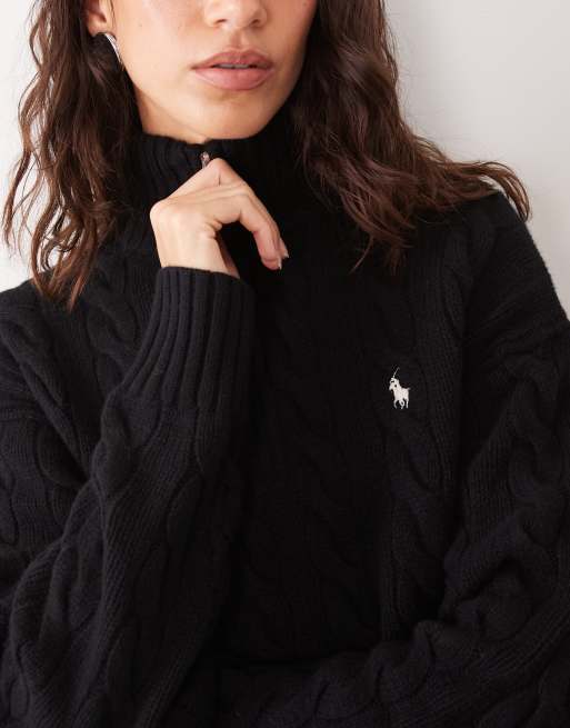 Polo Ralph Lauren oversized trui met kraag in zwart, 3 van 4