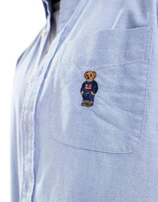 Polo Ralph Lauren – Oxford-Hemd in Hellblau mit Bär-Logo, 3 von 4