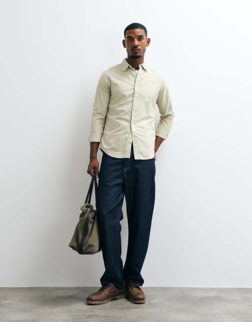 Polo Ralph Lauren Oxford-Hemd in schmaler Passform mit Icon-Logo in Stone, 3 von 5