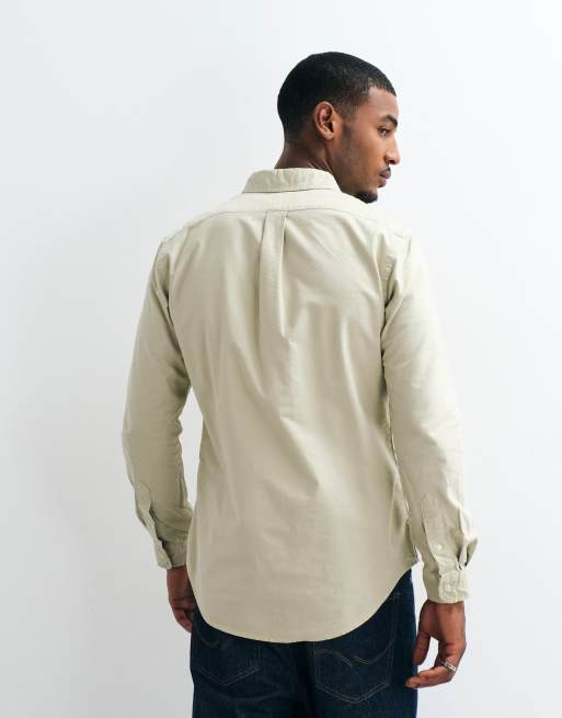 Polo Ralph Lauren Oxford-Hemd in schmaler Passform mit Icon-Logo in Stone, 4 von 5