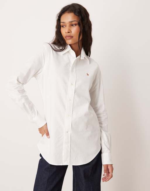 Polo Ralph Lauren - Oxford overhemd met stretch en icoonlogo in wit