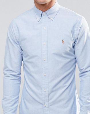 ralph lauren oxford shirt slim fit blue