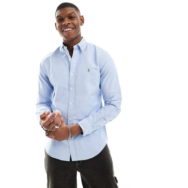 Polo Ralph Lauren oxford shirt in slim fit blue | ASOS