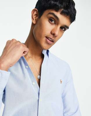 blue polo dress shirt