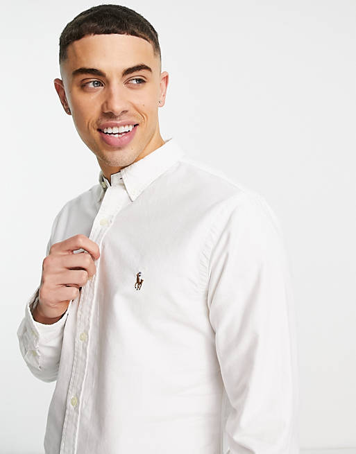 Catena garden Pledge Polo Ralph Lauren oxford shirt in slim fit white | ASOS