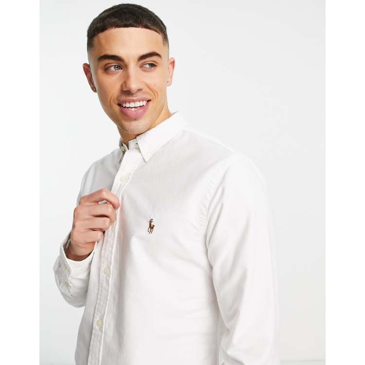 Lacoste essentials long sleeve shirt in white