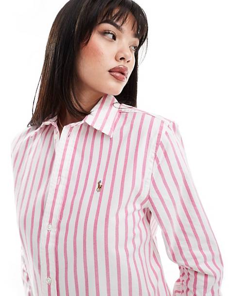 Polo Ralph Lauren Oxford shirt with logo in pink stripe