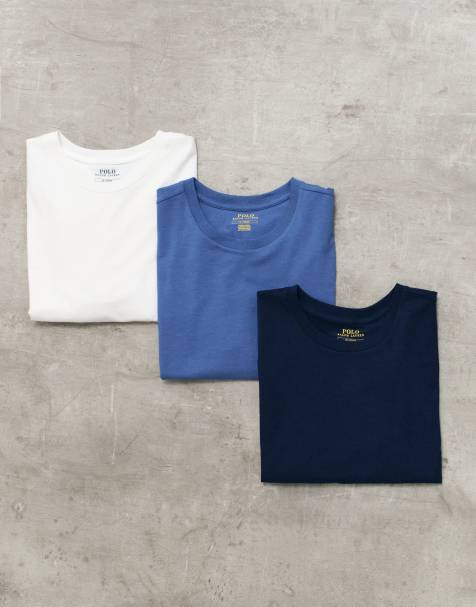 Polo Ralph Lauren pack de 3 camisetas interiores de cuello redondo en blanco, azul y negro - view 1