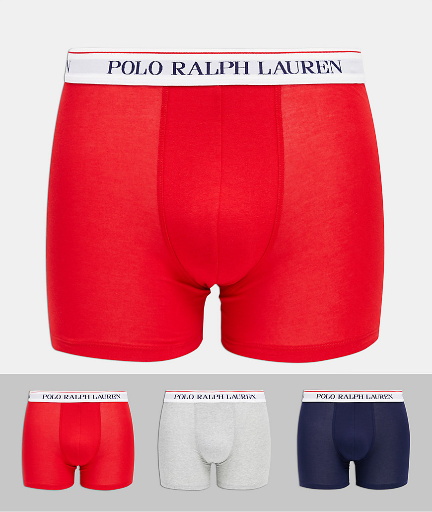 Polo Ralph Lauren - Pakke med 3 boksershorts i marineblå/rød/grå med kontrastfarvet linning med logo-Multifarvet
