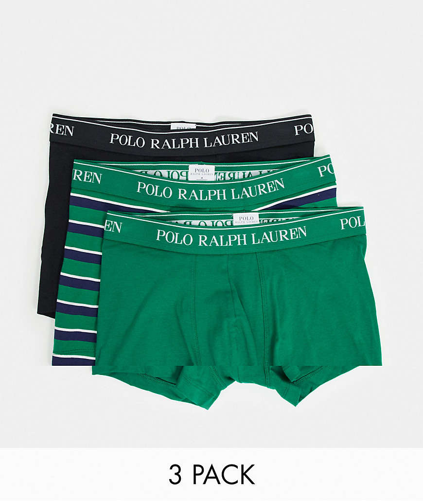 Polo Ralph Lauren - Pakke med 3 boksershorts i sort/stribet/grøn med kontrast-logobånd-Multifarvet