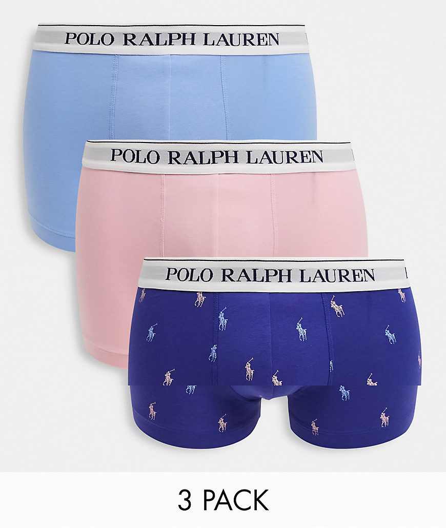 Polo Ralph Lauren - Pakke med 3 par boksershorts i pastellyserød/pastelblå/marineblå med gennemgående logo-Multifarvet