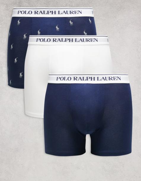 Polo Ralph Lauren - Pakke med 3 par marineblå og hvide lange boksershorts med linning med logo - view 1