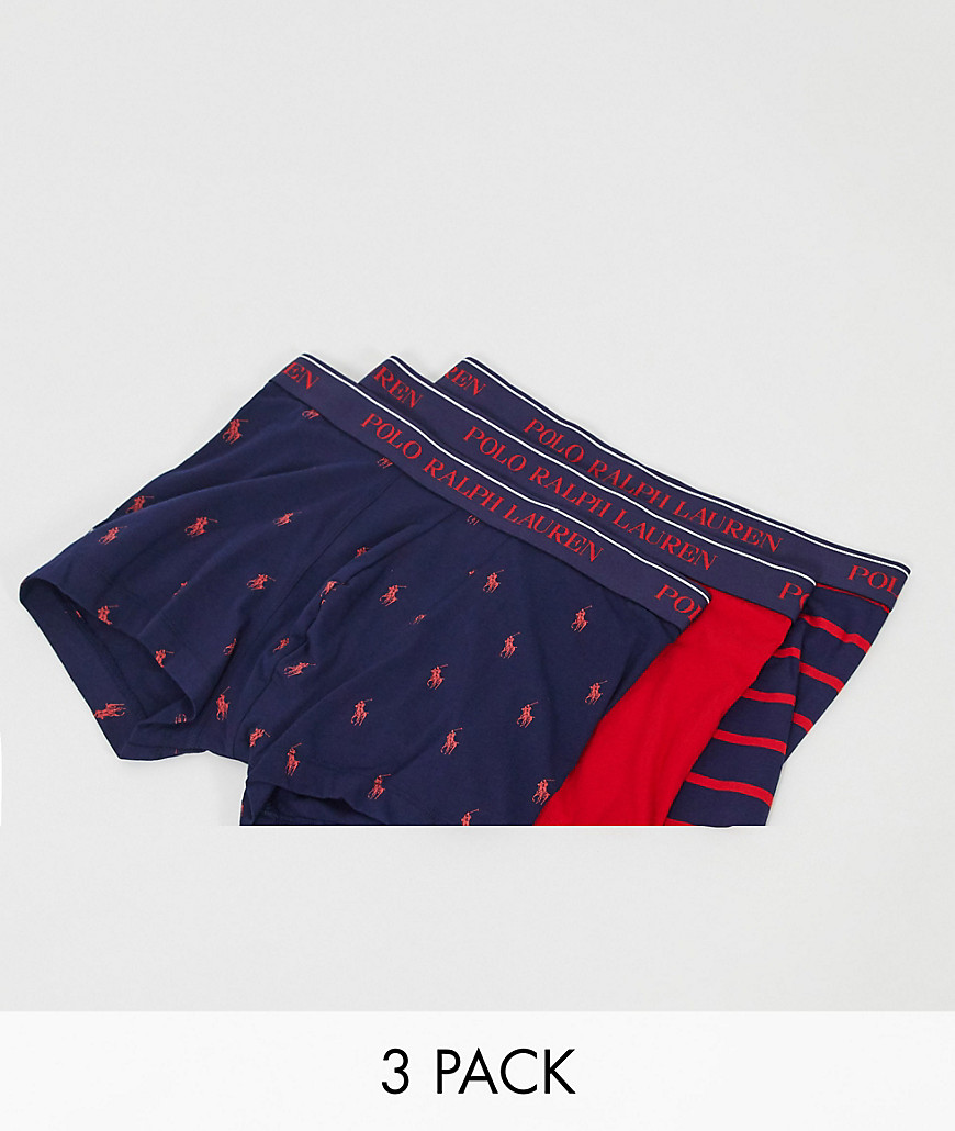 Polo Ralph Lauren - Pakke med 3 par marineblå/stribede/røde boksershorts med linning med logo-Multifarvet
