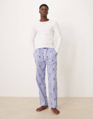 Polo Ralph Lauren - Pantalon de pyjama rayé à motif Polo Bear - Bleu