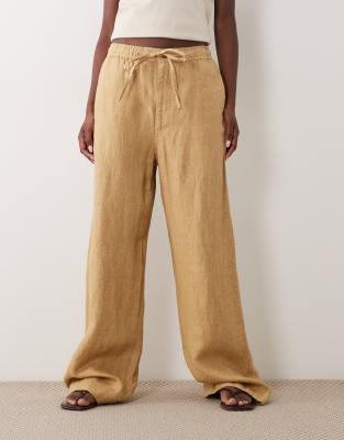 Polo - Pantalon large en lin mélangé - Camel-Neutral XL