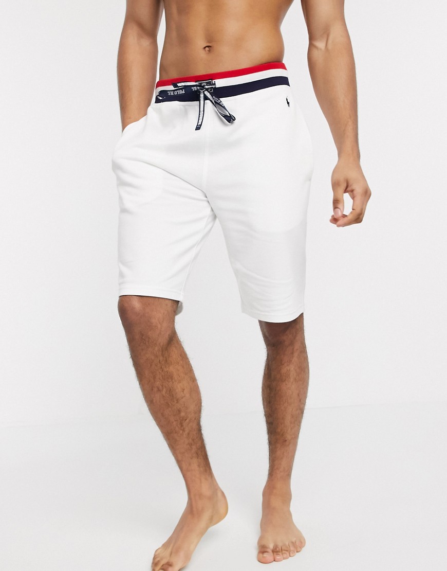 Polo Ralph Lauren - Pantaloncini bianchi con coulisse con logo-Bianco