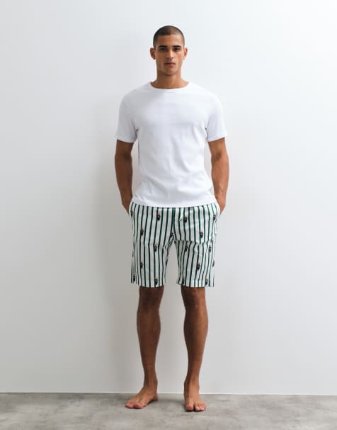 Polo Ralph Lauren pantaloncini da pigiama con logo allover verde e bianco - view 1