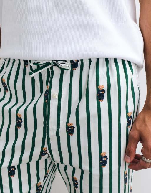 Polo Ralph Lauren pantaloncini da pigiama con logo allover verde e bianco, 2 di 5
