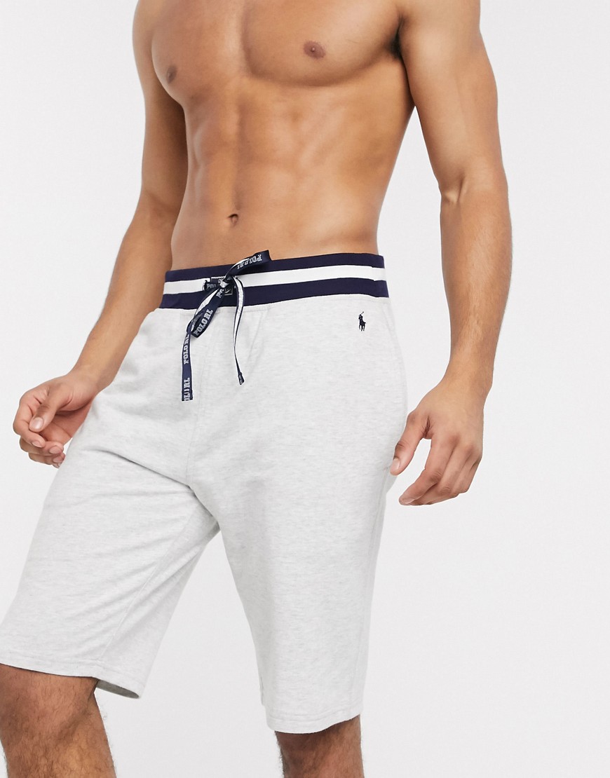 Polo Ralph Lauren - Pantaloncini grigi con coulisse con logo-Grigio