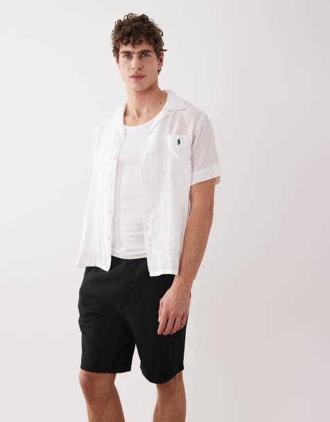 Polo Ralph Lauren - Pantaloncini tecnici in maglia doppia neri con logo - view 1