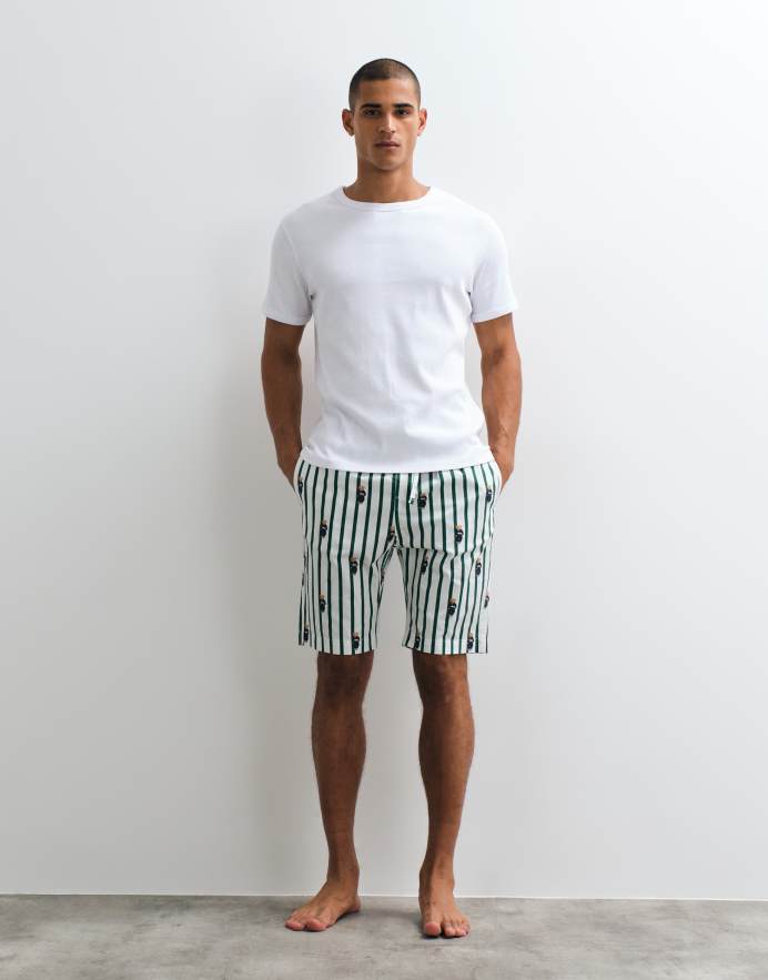 Polo Ralph Lauren pantalones cortos de pijama con logo estampado por toda la prenda en verde y blanco