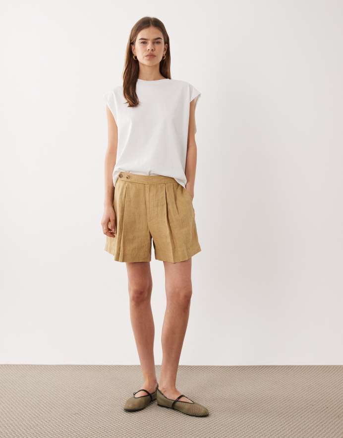 Polo Ralph Lauren pantalones cortos tejidos de lino en camel