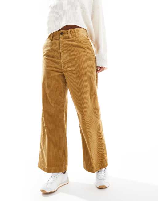 Polo Ralph Lauren - Pantaloni corti a fondo ampio in tessuto a coste color cuoio
