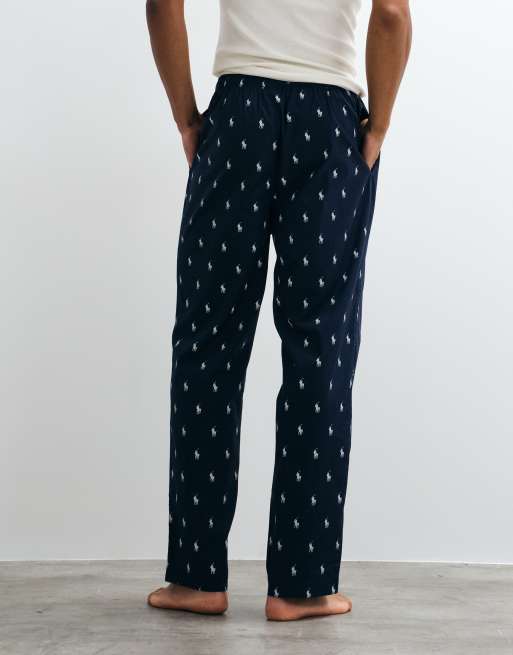 Polo Ralph Lauren - Pantaloni da casa blu navy con logo ripetuto, 4 di 5