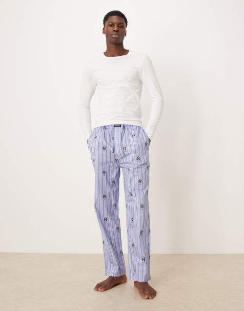 Polo Ralph Lauren - Pantaloni del pigiama blu a righe con logo Bear - view 1