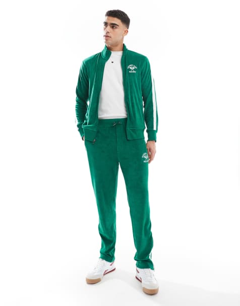 Polo Ralph Lauren - Pantaloni sportivi verde medio in spugna di cotone con stampa "Tennis Club" in coordinato - view 1