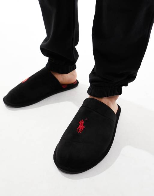 Polo Ralph Lauren Pantoffels in zwart met rood logo ASOS