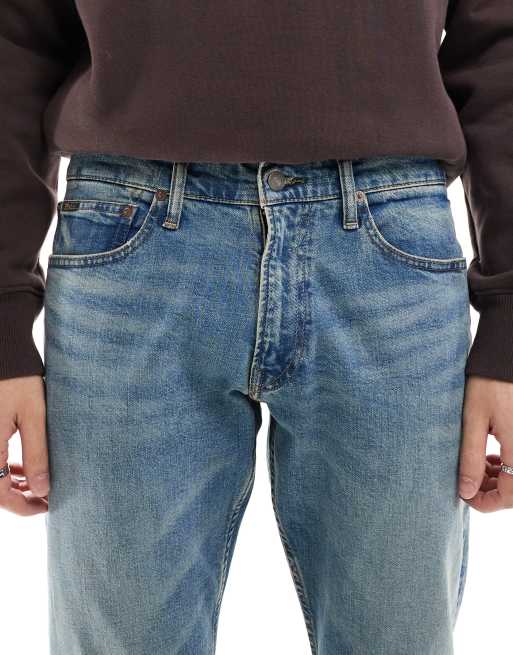 Polo Ralph Lauren – Parkside – Straight-Fit-Jeans in mittelblauer Waschung mit niedrigem Bund und Markenlogo auf Gesäßtasche, 4 von 5