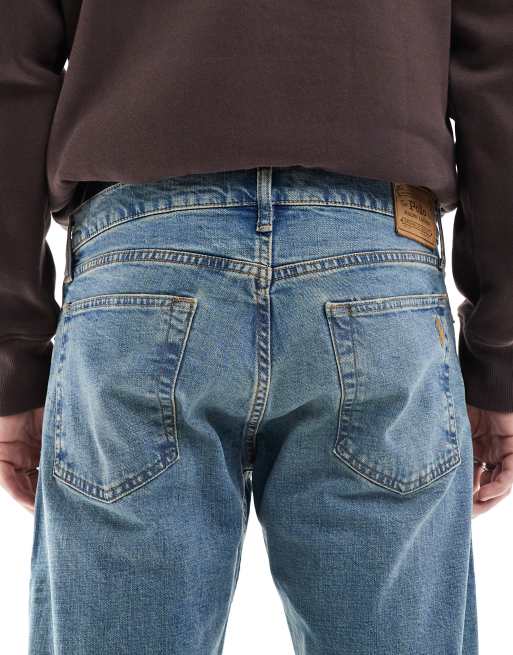 Polo Ralph Lauren – Parkside – Straight-Fit-Jeans in mittelblauer Waschung mit niedrigem Bund und Markenlogo auf Gesäßtasche, 5 von 5