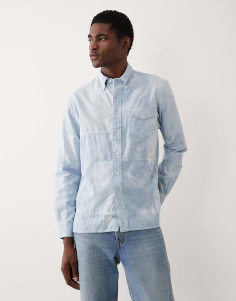 Polo Ralph Lauren patchwork long sleeve shirt in blue