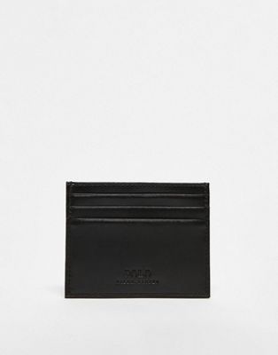 Polo Ralph Lauren pebbled leather cardholder in black with large pony logo