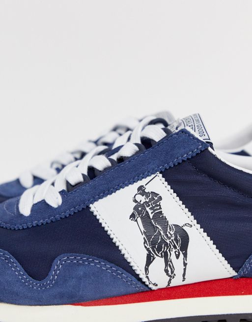 Polo Ralph Lauren Performance Train 90 trainer with polo player and mixed  fabrication in navy | ASOS