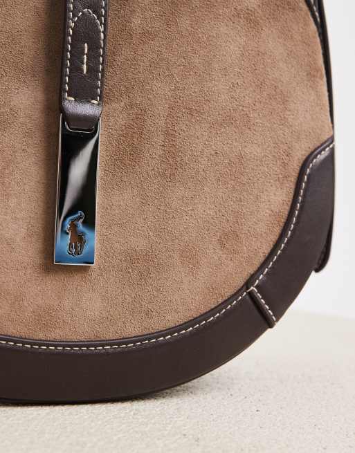 Polo Ralph Lauren petit sac porté épaule en daim marron, 4 de 4
