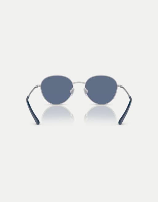 Polo Ralph Lauren - Ph3144 - Occhiali da sole rotondi argento semi-lucido con lenti blu, 2 di 4