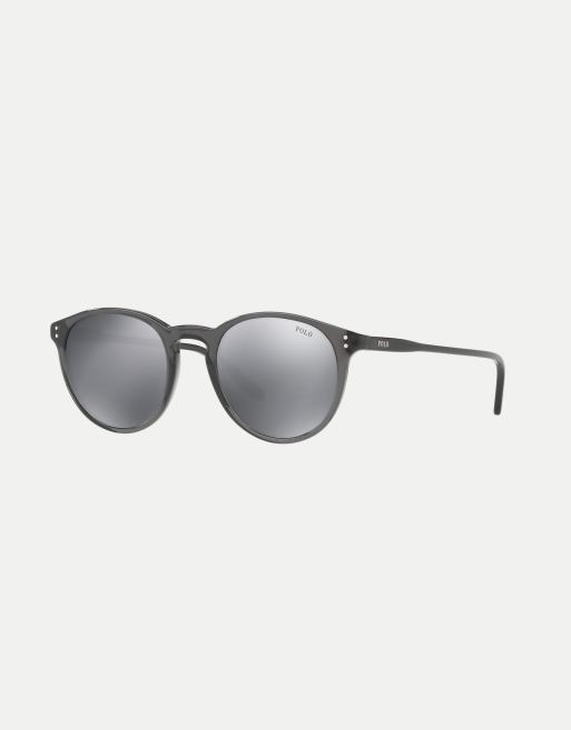 Polo Ralph Lauren - Ph4110 - Lunettes de soleil pantos avec verres gris effet miroir - Cristal noir brillant