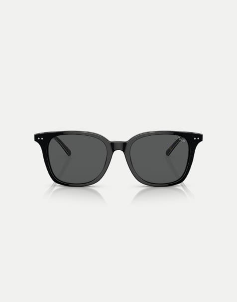 Polo Ralph Lauren – Ph4187 – Rechteckige Sonnenbrille in glänzendem Schwarz mit grauen Gläsern - view 1