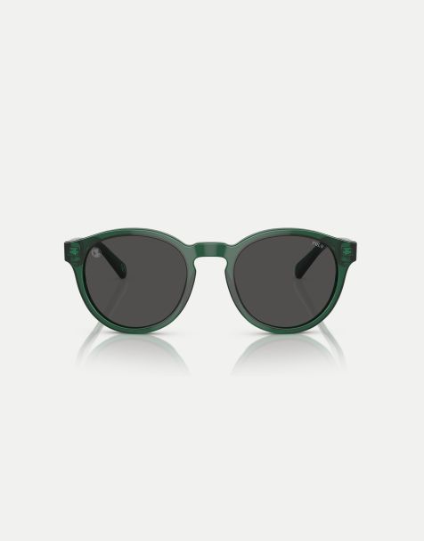 Polo Ralph Lauren – Ph4192 – Runde Sonnenbrille in glänzendem, transparentem Grün mit grauen Gläsern - view 1