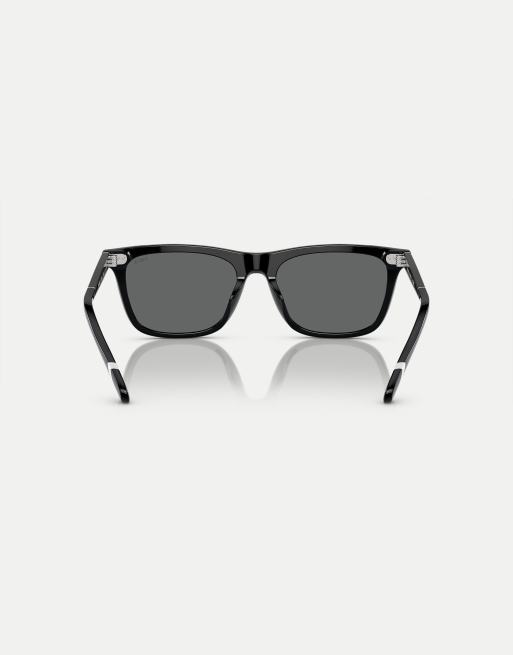 Polo Ralph Lauren – Ph4205u – Eckige Sonnenbrille in glänzendem Schwarz mit grauen Gläsern , 2 von 4