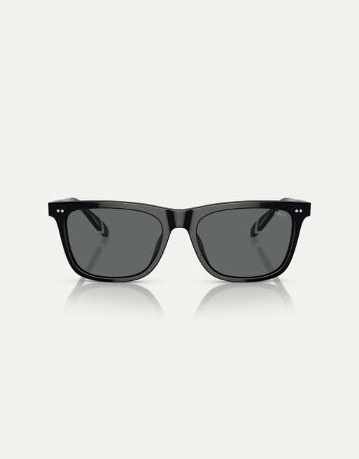 Polo Ralph Lauren – Ph4205u – Eckige Sonnenbrille in glänzendem Schwarz mit grauen Gläsern , 3 von 4