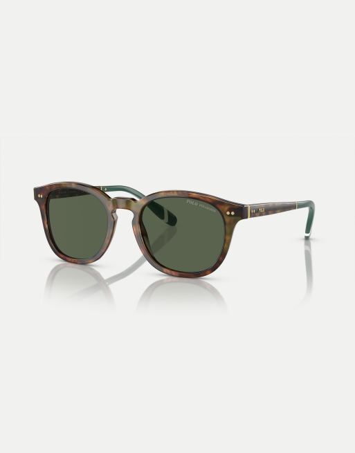 Polo Ralph Lauren Ph4206 phantos polarised sunglasses with green lens in shiny brown tortoise ASOS