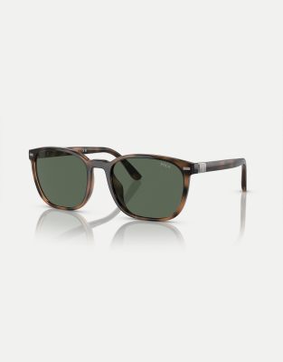 Polo Ralph Lauren Ph4208u square sunglasses with green lens in shiny havana-Brown