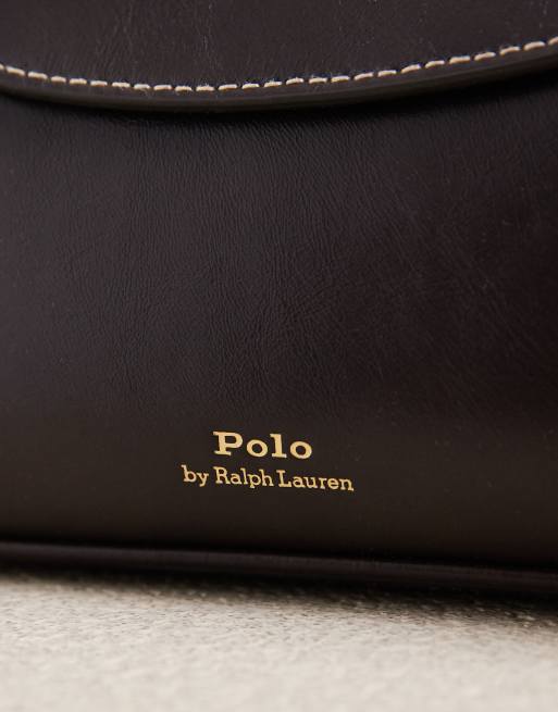 Polo Ralph Lauren piccola borsa a spalla con patta ripiegata marrone scuro, 4 di 4