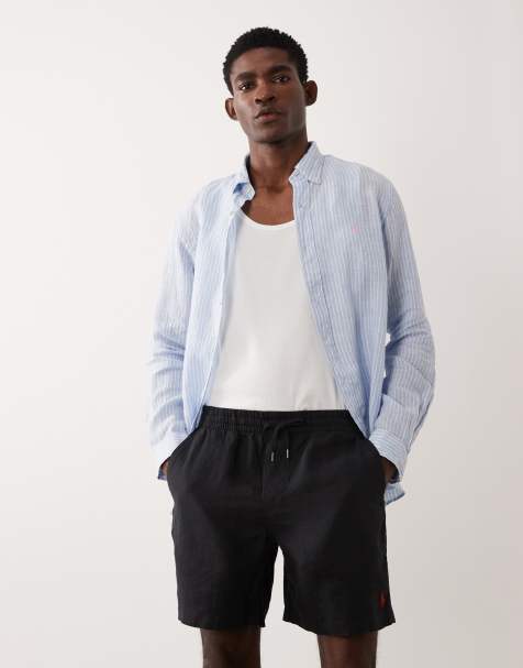 Polo Ralph Lauren piece dyed linen shorts in black
