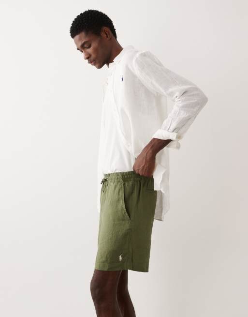 Polo Ralph Lauren piece dyed linen shorts in khaki, 3 of 5