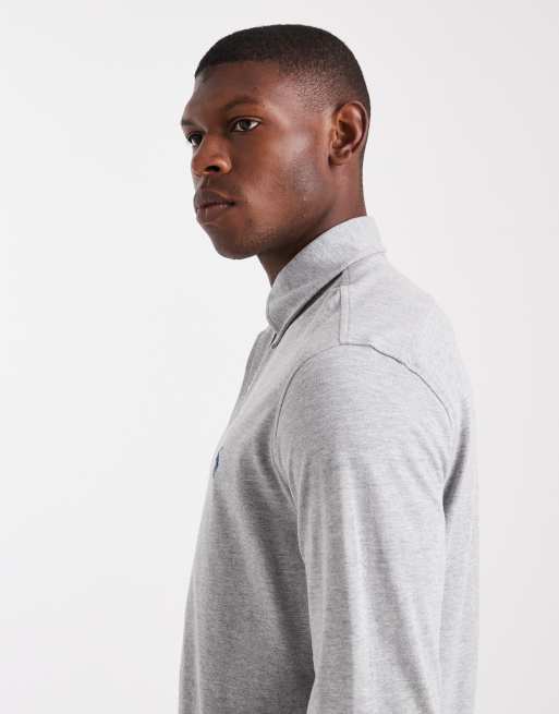Polo Ralph Lauren – Pikee-Hemd in meliertem Grau mit Button-Down-Kragen und Markenlogo, 4 von 5