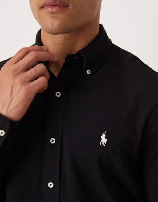 Polo Ralph Lauren – Pikee-Hemd in Schwarz mit Markenlogo, 5 von 5